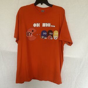 Bengals Football Pac-Man Men’s T-Shirt XL Fan Gift “oh Shi” Gildan